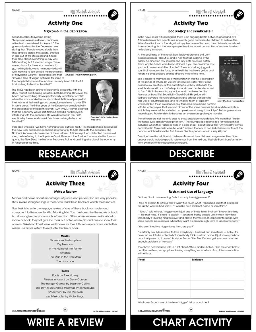 To Kill A Mockingbird - Literature Kit Gr. 9-12 - Literature Kit Gr. 9-12 - BONUS WORKSHEETS - eBook - eBook