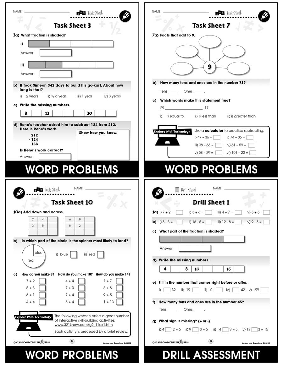 Number & Operations - Task Sheets Gr. PK-2 - print book