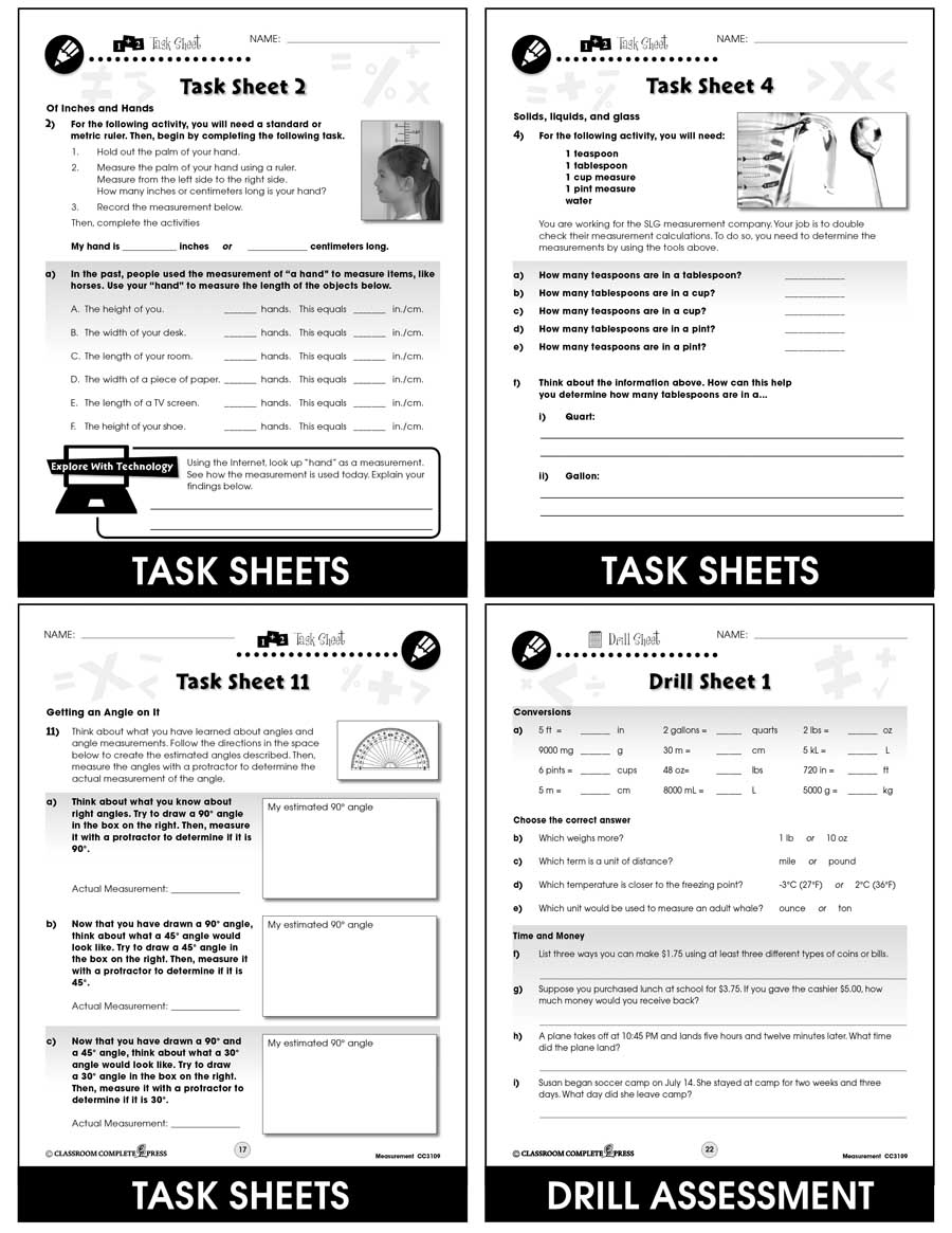 Measurement - Task Sheets Gr. 3-5 - print book