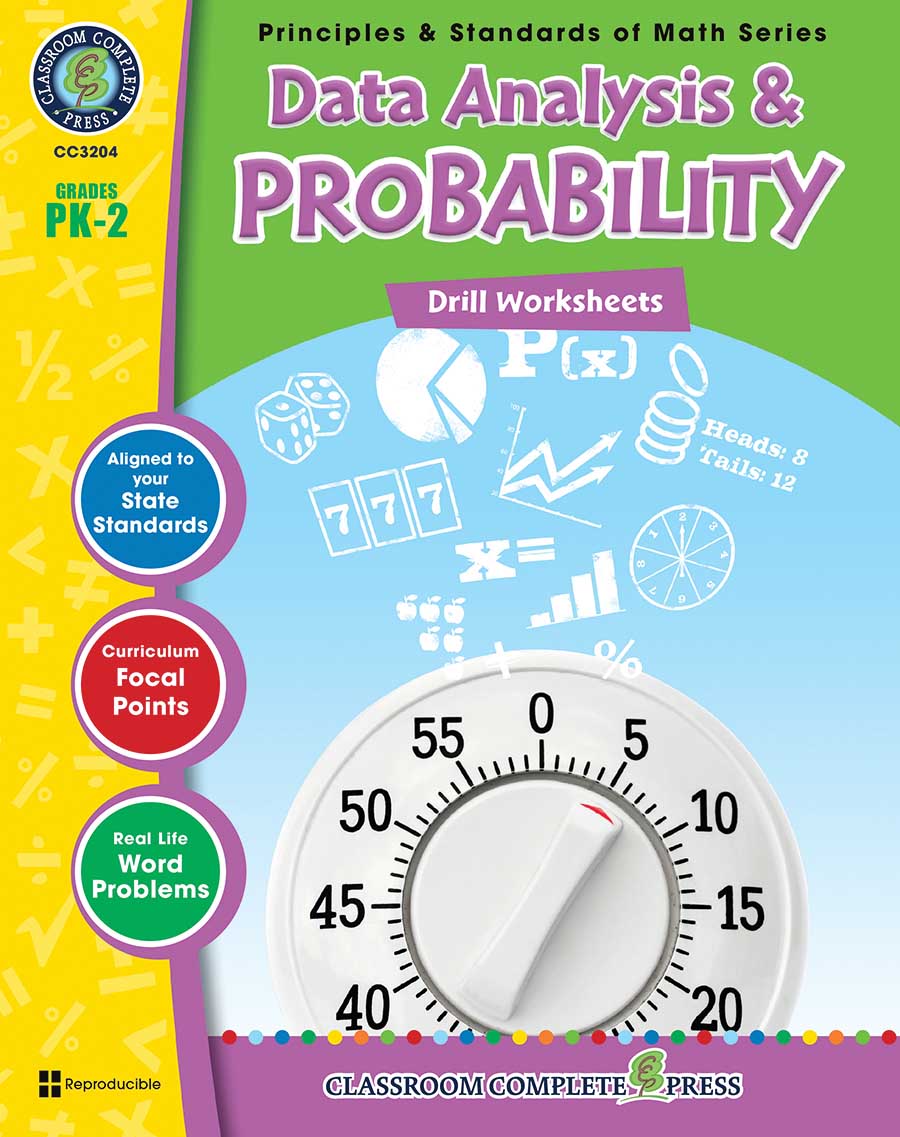 Data Analysis & Probability - Drill Sheets Gr. PK-2 - print book