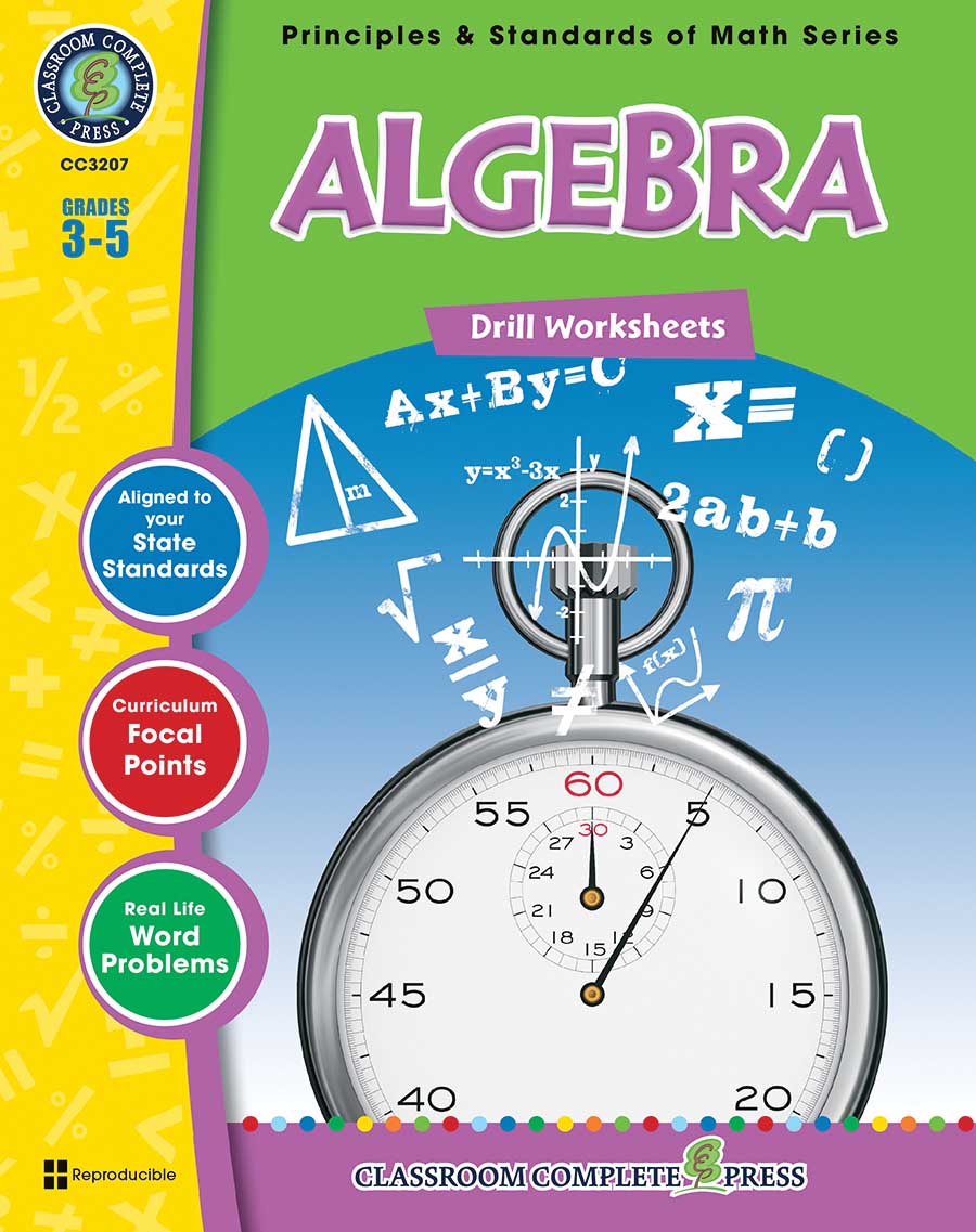 Algebra - Drill Sheets Gr. 3-5 - print book