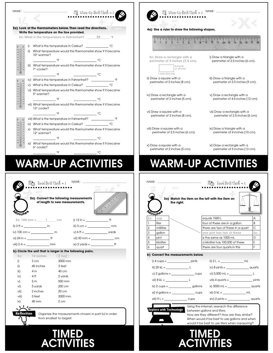 Measurement - Drill Sheets Gr. 3-5 - print book