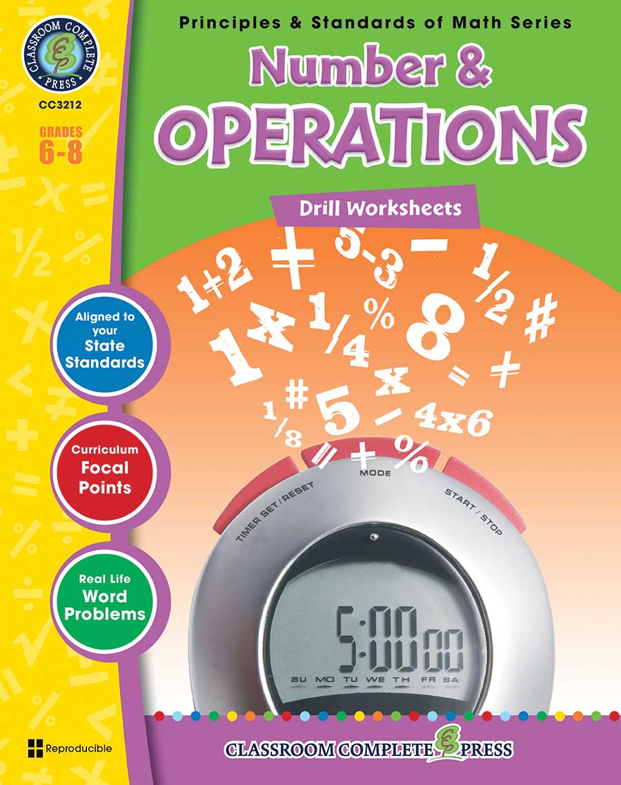 Number & Operations - Drill Sheets Gr. 6-8 - print book