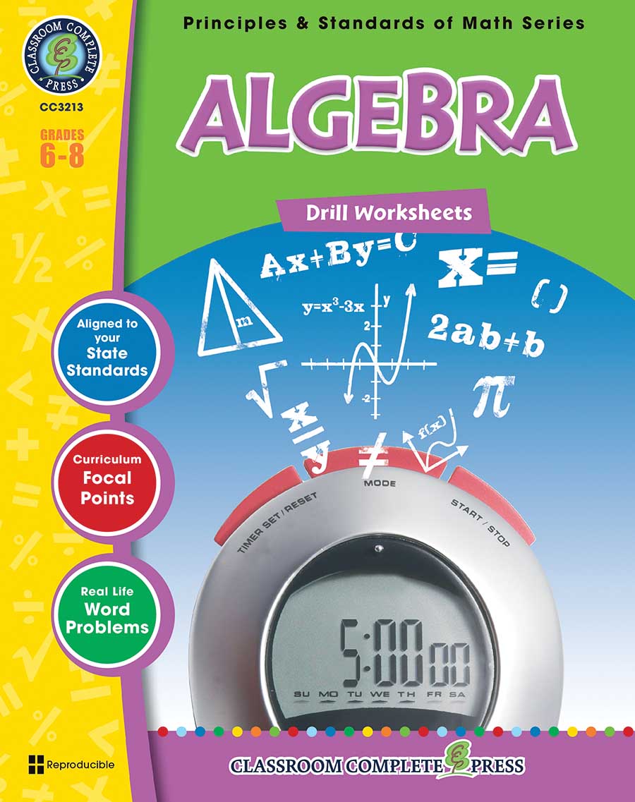 Algebra - Drill Sheets Gr. 6-8 - print book