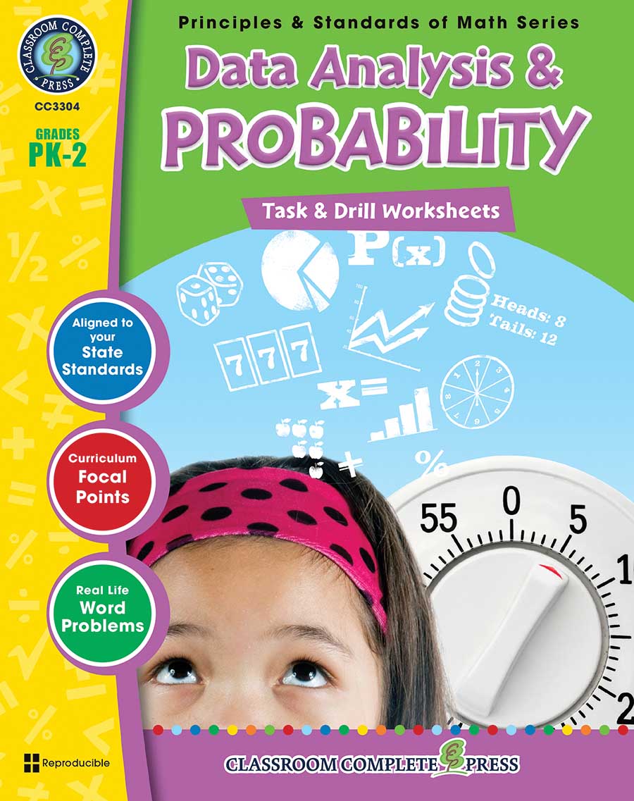 Data Analysis & Probability - Task & Drill Sheets Gr. PK-2 - print book