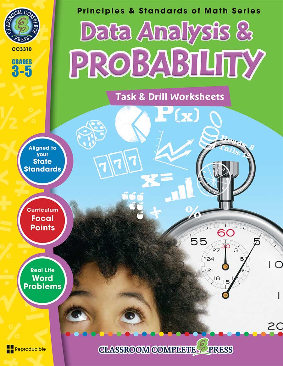 Data Analysis & Probability - Task & Drill Sheets Gr. 3-5 - print book