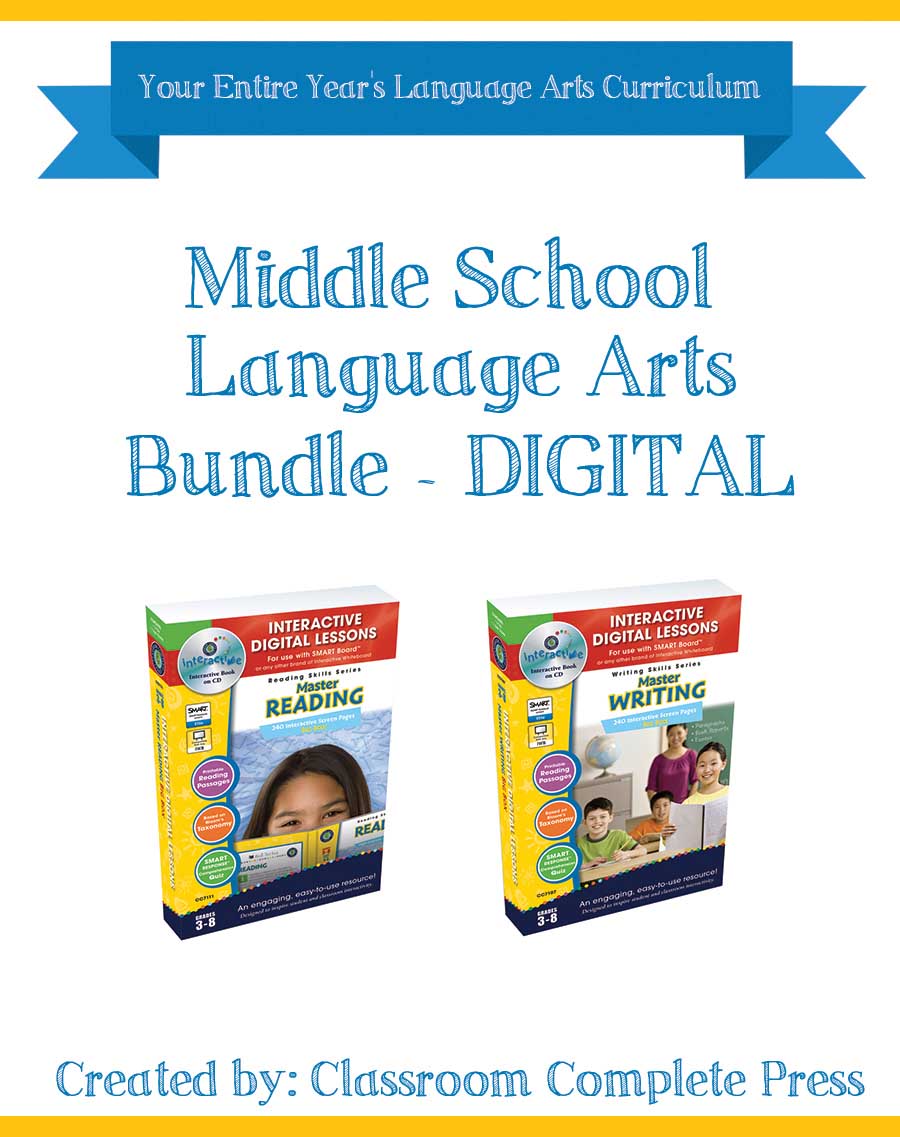 Middle School Language Arts Bundle - DIGITAL LESSONS Gr. 5-8