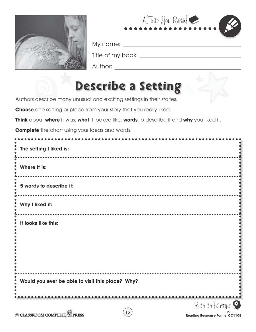 Reading Response Forms: Describe a Setting Gr. 5-6 - WORKSHEET - eBook