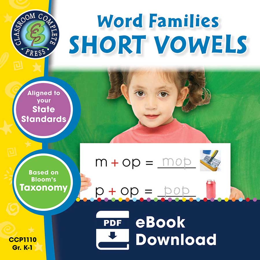Word Families - Short Vowels Gr. PK-2 - eBook