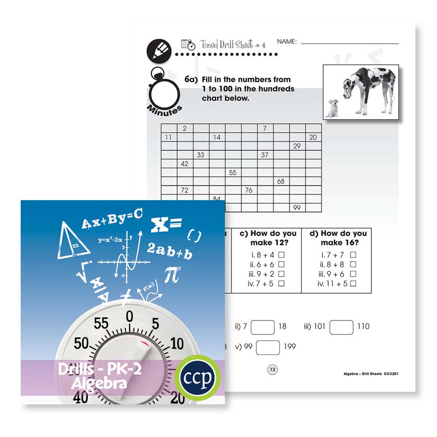 Algebra: Drill Sheet Sample Gr. PK-2 - WORKSHEET - eBook