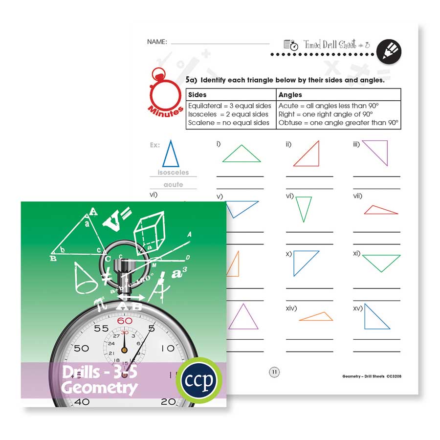 Geometry: Drill Sheet Sample Gr. 3-5 - WORKSHEET - eBook