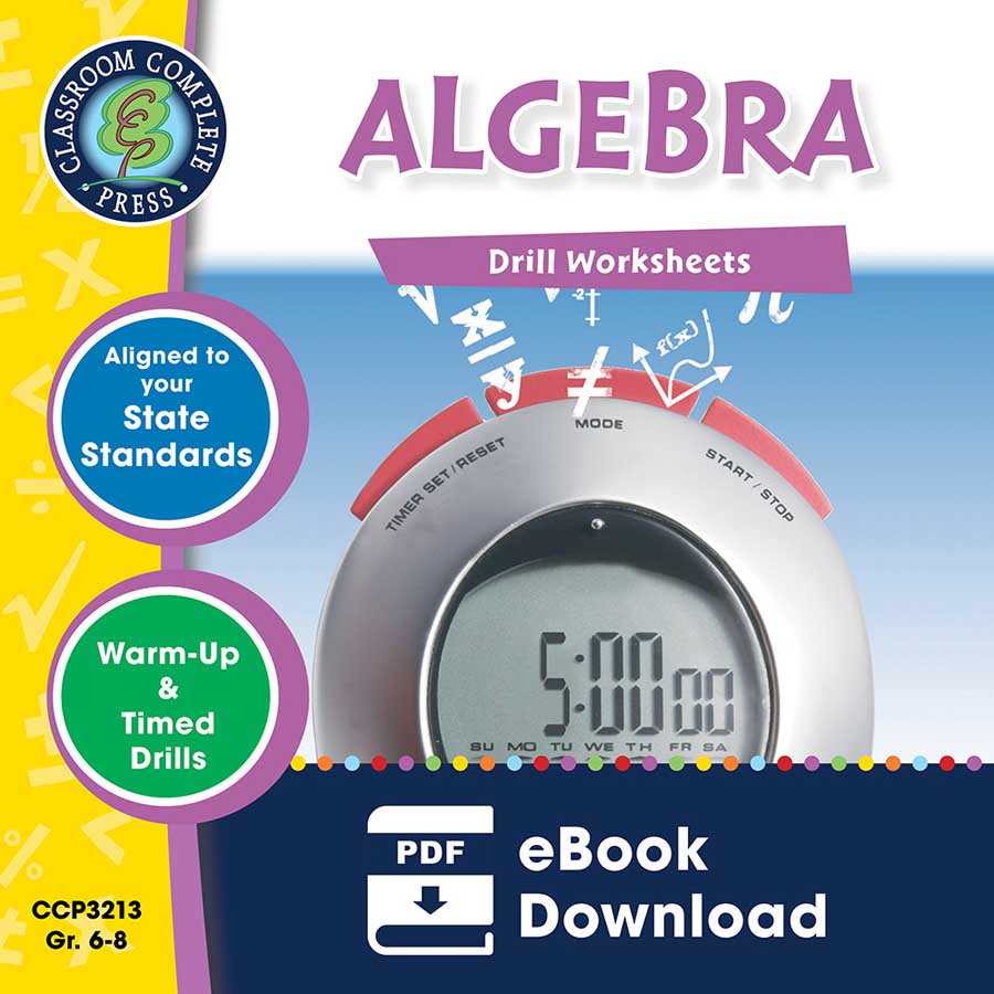Algebra - Drill Sheets Gr. 6-8 - eBook