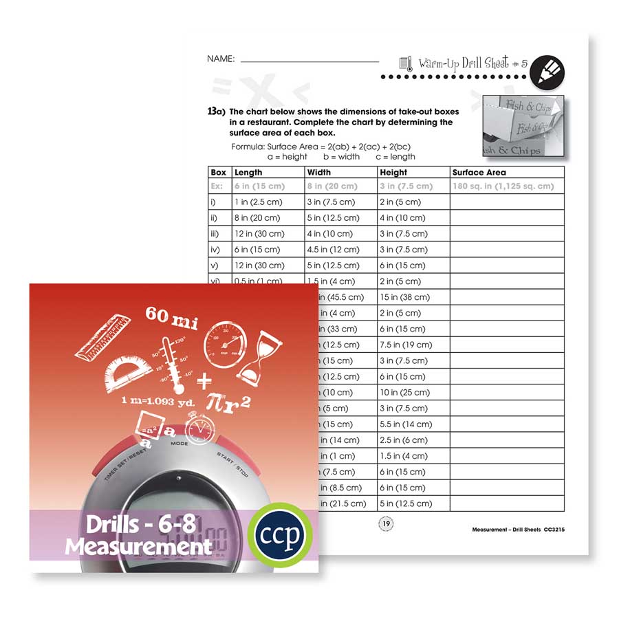 Measurement: Drill Sheet Sample Gr. 6-8 - WORKSHEET - eBook