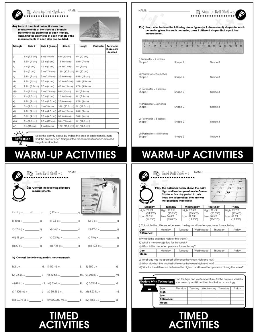 Measurement - Drill Sheets Gr. 6-8 - eBook