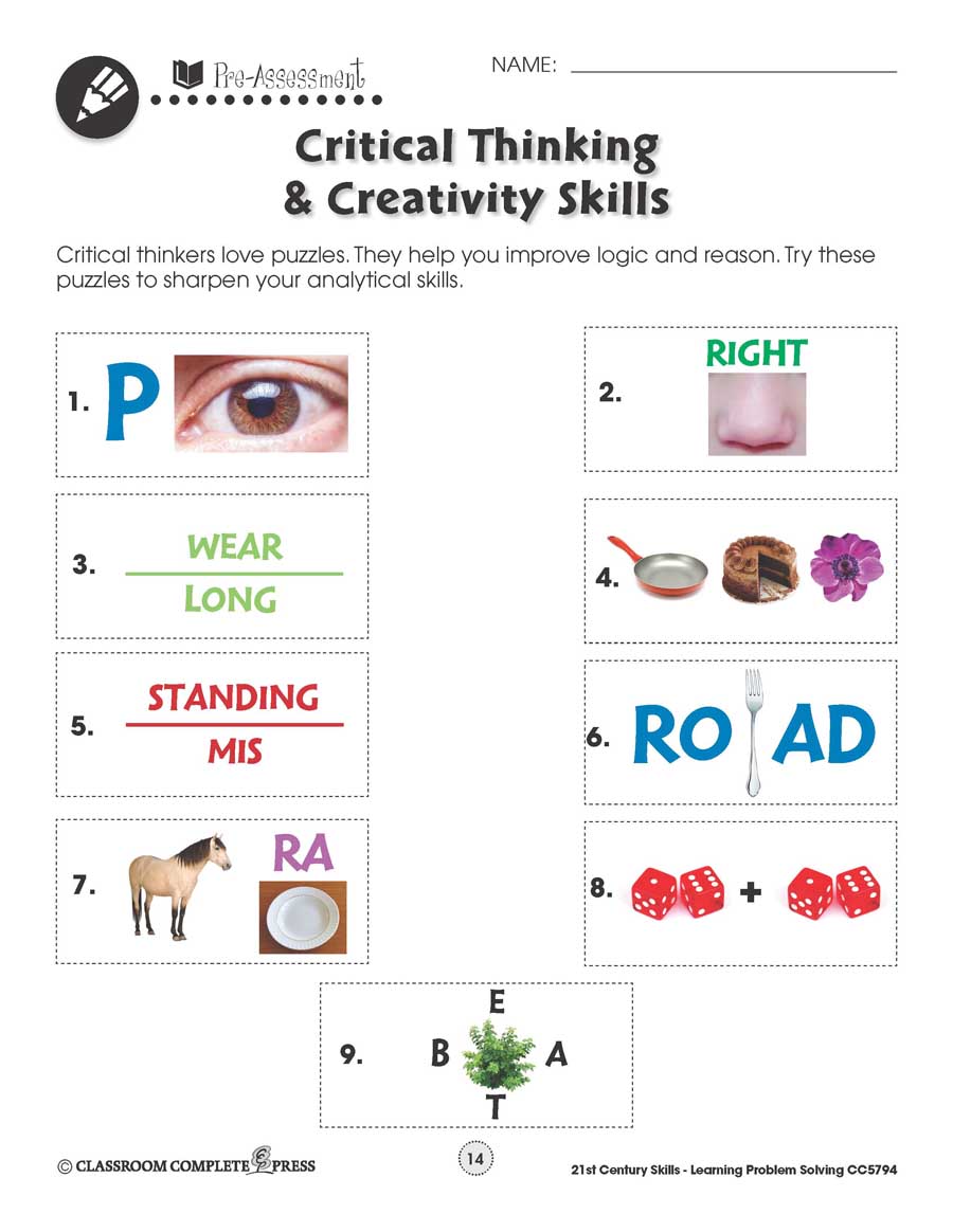 11st Century Skills - Learning Problem Solving: Critical Thinking With Regard To Critical Thinking Skills Worksheet